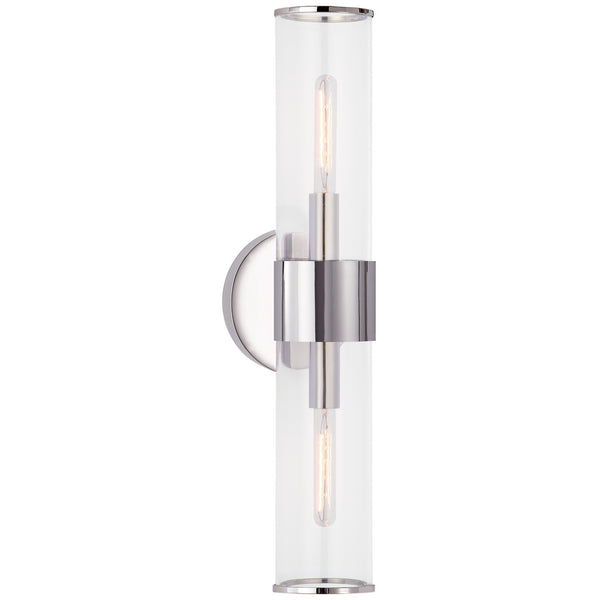 Liaison 5.25" Two Light Wall Sconce, Polished Nickel and Clear Glass