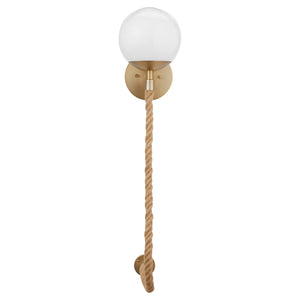 Verdant 7" One Light Wall Sconce, Aged Brass/Natural Sisal