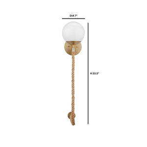 Verdant 7" One Light Wall Sconce, Aged Brass/Natural Sisal