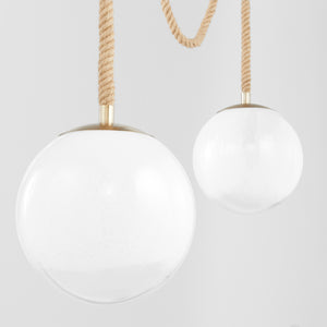 Verdant 12" Three Light Pendant, Aged Brass/Natural Sisal