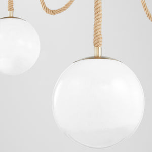 Verdant 12" Three Light Pendant, Aged Brass/Natural Sisal
