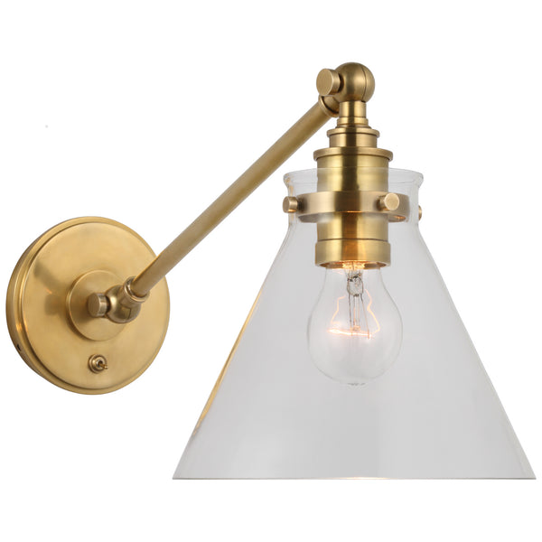 Parkington  8.5" LED Wall Sconce, Antique-Burnished Brass and Clear Glass