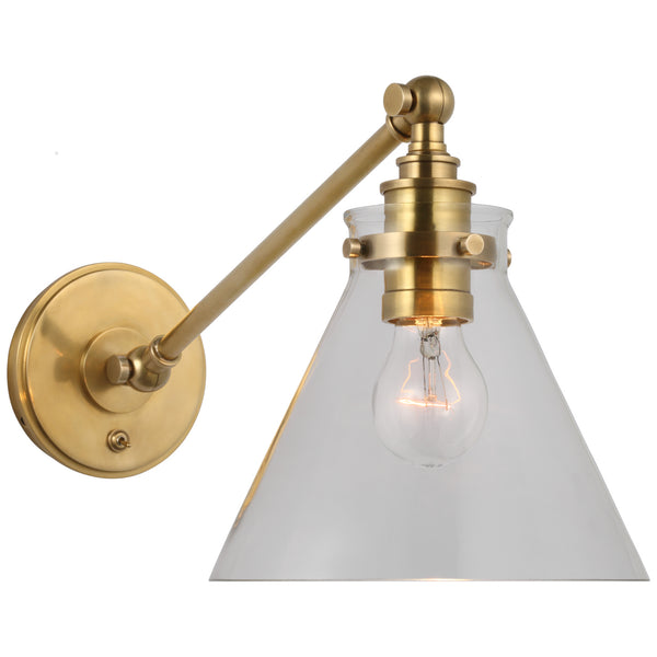 Parkington  8.5" LED Wall Sconce, Antique-Burnished Brass and Clear Glass