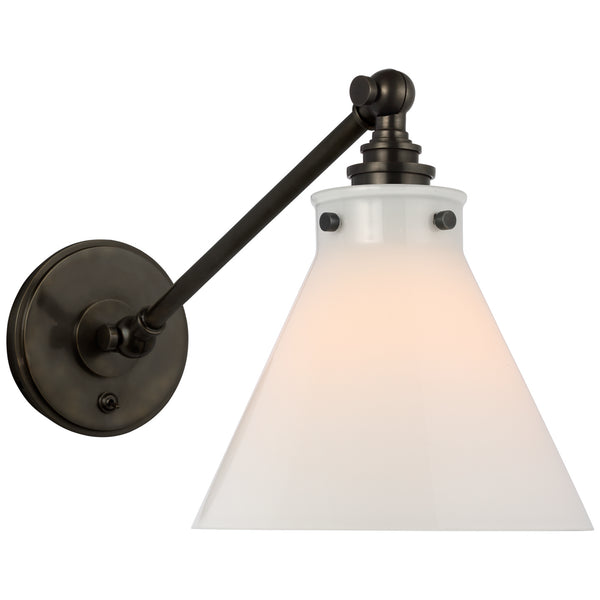 Parkington  8.5" LED Wall Sconce, Bronze and White Glass