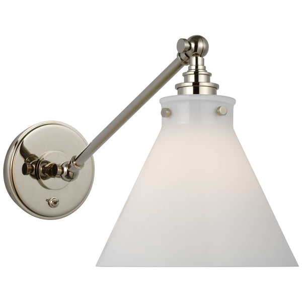 Parkington  8.5" LED Wall Sconce, Polished Nickel and White Glass