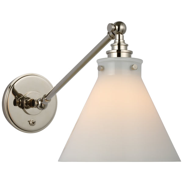 Parkington  8.5" LED Wall Sconce, Polished Nickel and White Glass