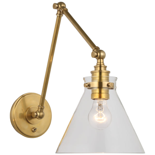 Parkington 8.5" LED Wall Sconce, Antique-Burnished Brass and Clear Glass