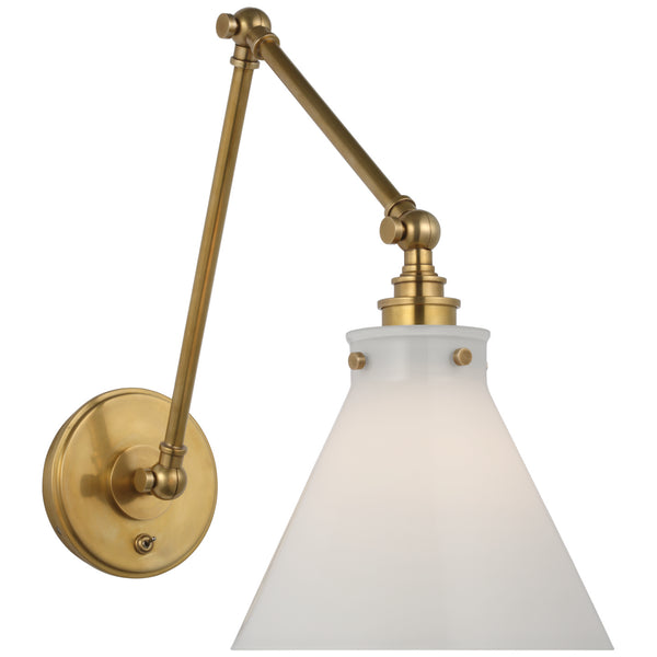 Parkington 8.5" LED Wall Sconce, Antique-Burnished Brass and White Glass