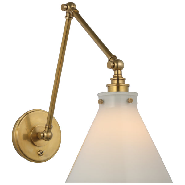 Parkington 8.5" LED Wall Sconce, Antique-Burnished Brass and White Glass