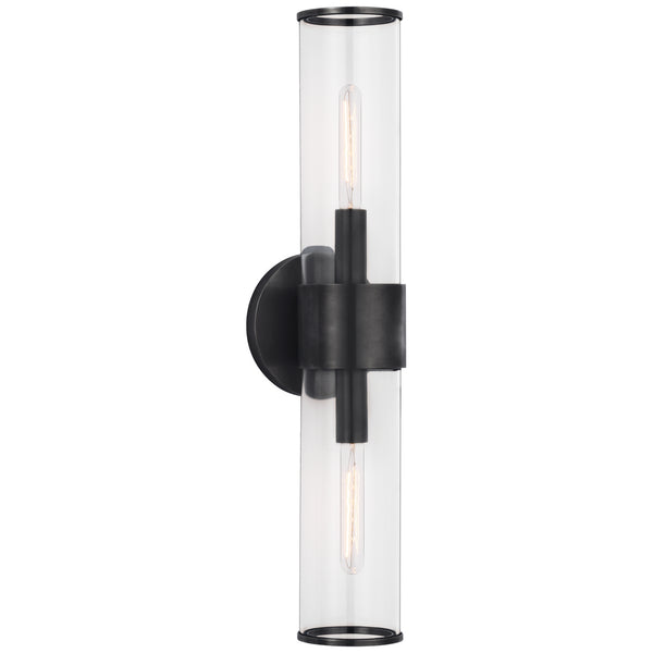Liaison 5.25" Two Light Wall Sconce, Bronze and Clear Glass