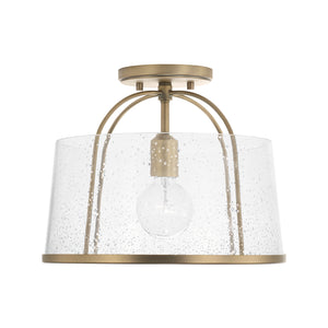Kendal 13" One Light Semi Flush Mount, Aged Brass