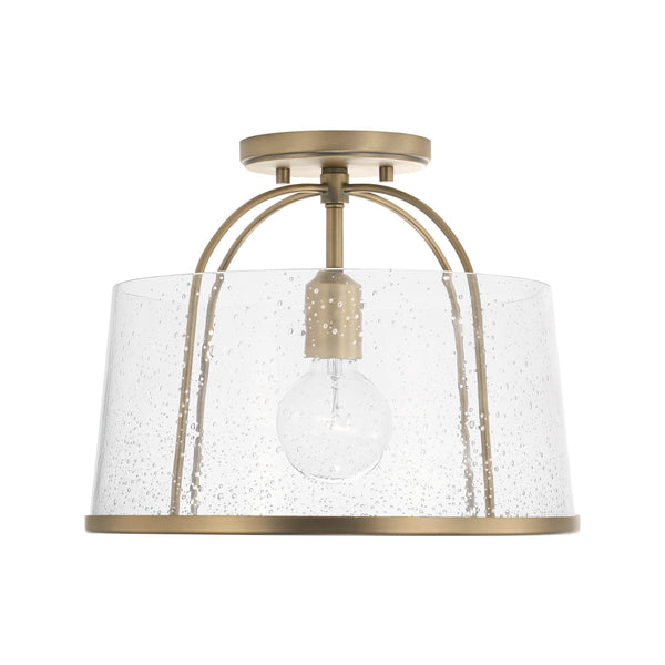 Kendal 13" One Light Semi Flush Mount, Aged Brass
