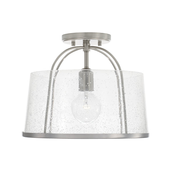 Kendal 13" One Light Semi Flush Mount, Brushed Nickel