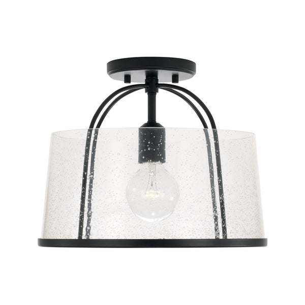 Kendal 13" One Light Semi Flush Mount, Matte Black