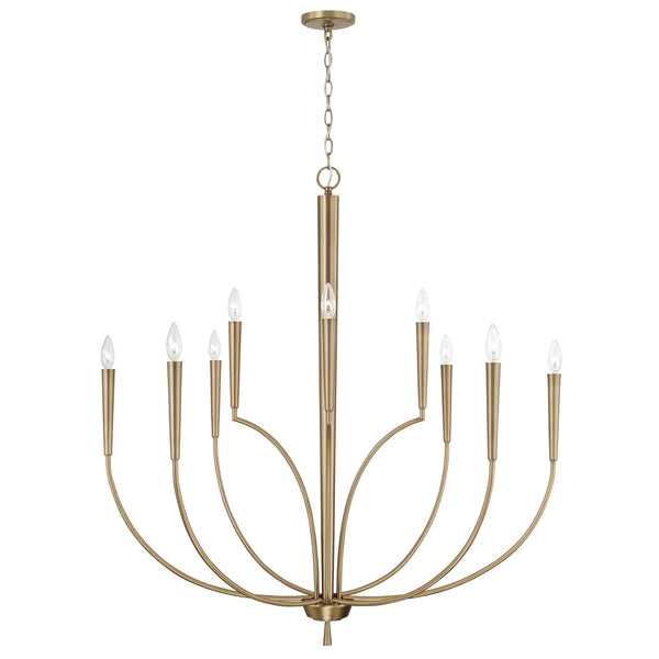 Evelin 40" Ten Light Chandelier, Aged Brass