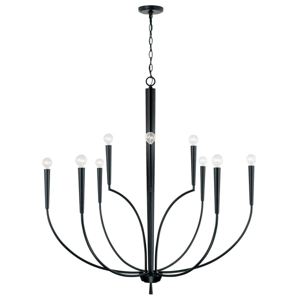 Evelin 40" Ten Light Chandelier, Matte Black