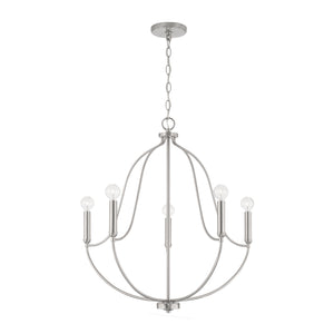 Kendal 25" Five Light Chandelier, Brushed Nickel