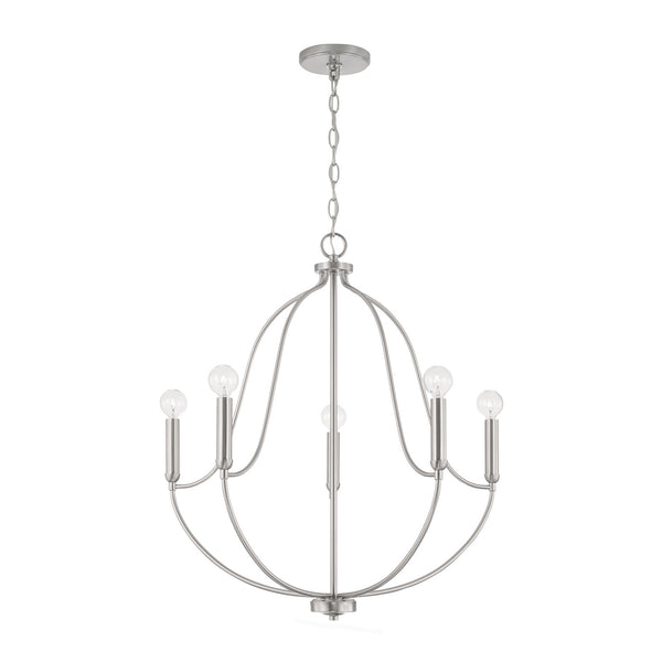 Kendal 25" Five Light Chandelier, Brushed Nickel