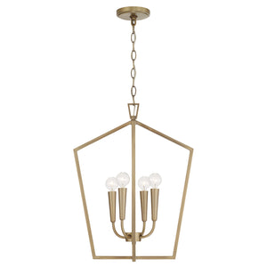 Evelin 16.75" Four Light Foyer, Aged Brass