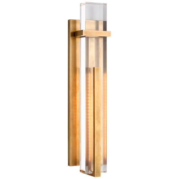 Malik 4.5" LED Wall Sconce, Hand-Rubbed Antique Brass and Crystal