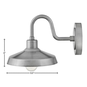 Spire 9" One Light Small Wall Mount Barn Light, Antique Brushed Aluminum