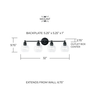 Lee 32" Four Light Vanity, Matte Black