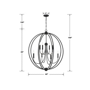 Sylvain 40'' Eight Light Chandelier, Black - Alternate Product Image 1.jpg
