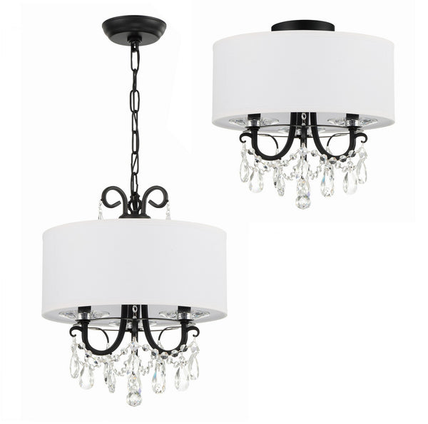 Ophelia 14'' Three Light Mini Chandelier, Matte Black Clear Hand Cut Crystal Alt 5.jpg