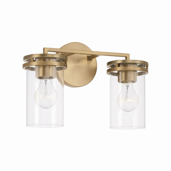 Loren 14.25" Two Light Vanity, Aged Brass