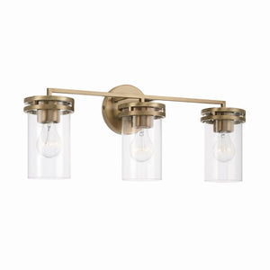 Loren 24" Three Light Vanity, Aged Brass