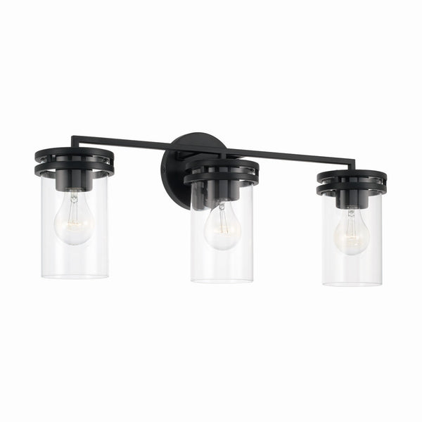 Loren 24" Three Light Vanity, Matte Black