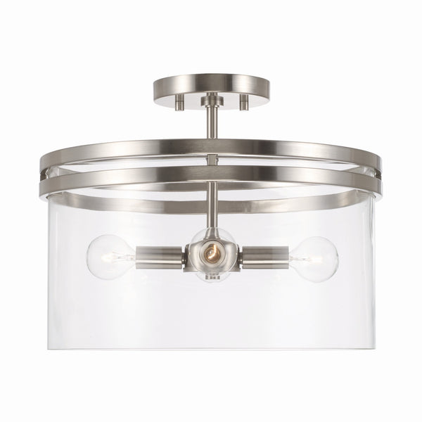 Loren 14.5" Four Light Dual Mount Semi Flush/Pendant, Brushed Nickel