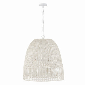 Senna 24" Three Light Pendant, Chalk White