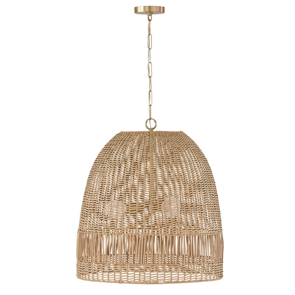 Senna 24" Three Light Pendant, Matte Brass