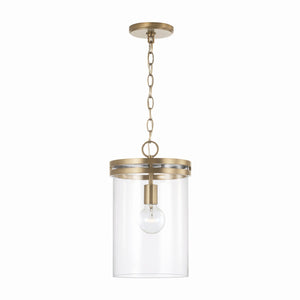 Loren 9.25" One Light Pendant, Aged Brass