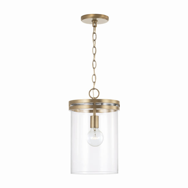 Loren 9.25" One Light Pendant, Aged Brass
