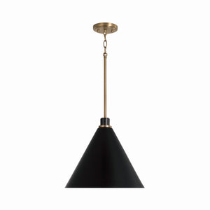 Collyn 15" One Light Pendant, Aged Brass and Black
