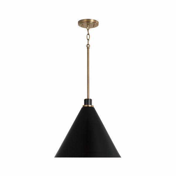 Collyn 15" One Light Pendant, Aged Brass and Black