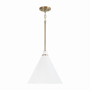 Collyn 15" One Light Pendant, Aged Brass and White