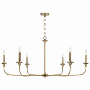Andie 49" Six Light Chandelier, Aged Brass