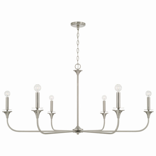 Andie 49" Six Light Chandelier, Brushed Nickel