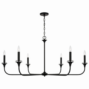 Andie 49" Six Light Chandelier, Matte Black