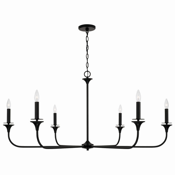 Andie 49" Six Light Chandelier, Matte Black