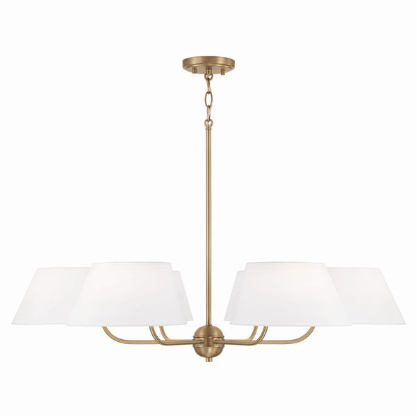 Charley 36" Six Light Chandelier, Aged Brass