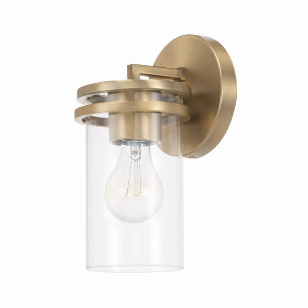 Loren 5" One Light Wall Sconce, Aged Brass