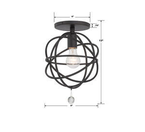 Soleil 9'' One Light Semi Flush Mount, Black Alt 4.jpg