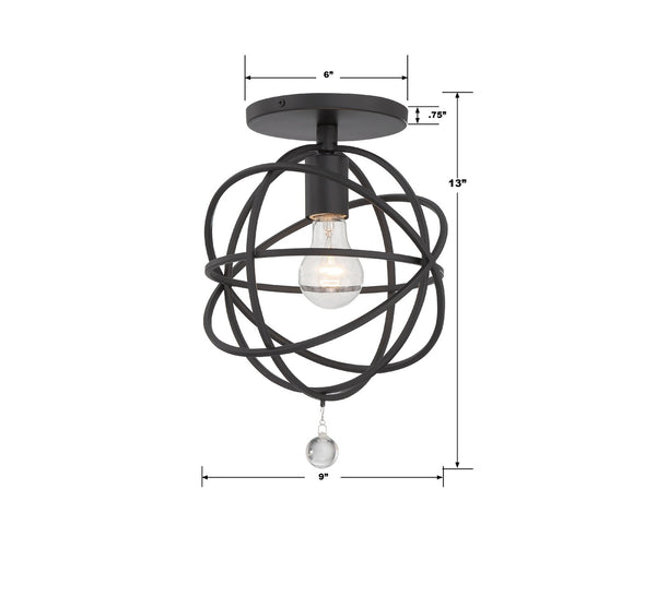 Soleil 9'' One Light Semi Flush Mount, Black Alt 4.jpg