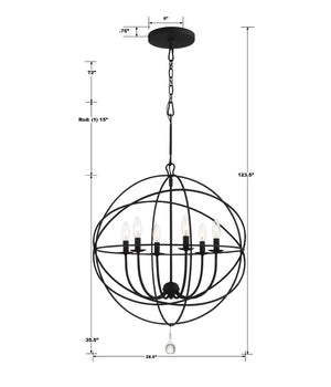 Soleil 28.5'' Six Light Chandelier, Black - Alternate Product Image 2.jpg