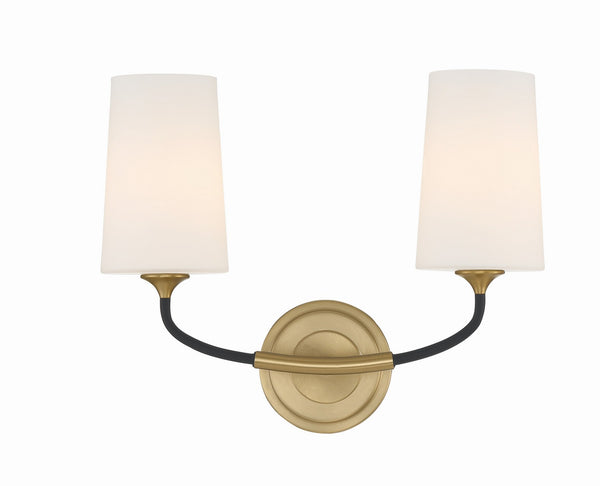 Keaton 15" Two Light Wall Sconce, Black Forged + Modern Gold