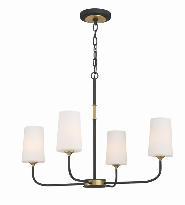 Keaton 29" Four Light Chandelier, Black Forged + Modern Gold